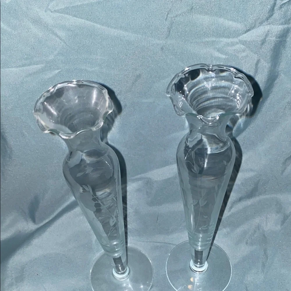 BX48 Vintage Heritage Princess House Elegant Glass Vases - Set of 2